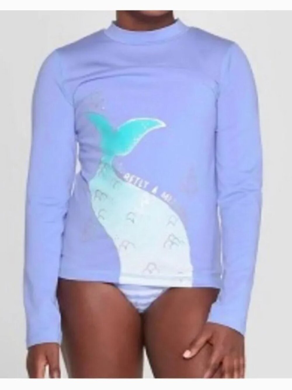 Cat & Jack Girls Sz XS 4-5 Long Sleeve Rashguard Purple Secretly A Mermaid Swim